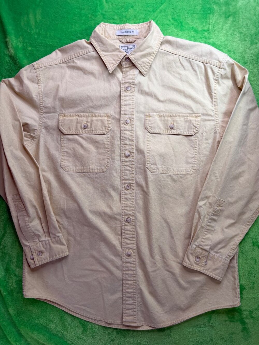L.L.Bean Traditional Fit Short Sleeve Work Shirt Tan Sz XXL